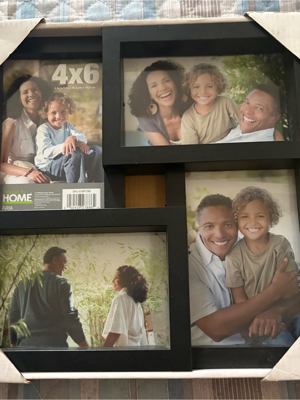 Aria Black Multi-Opening Photo Frame - 4x6 Collage, And 2 Gold 4x6 Frames